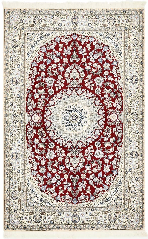Detail image of 4' 11 x 8' Hand Knotted Nain Persian Rug