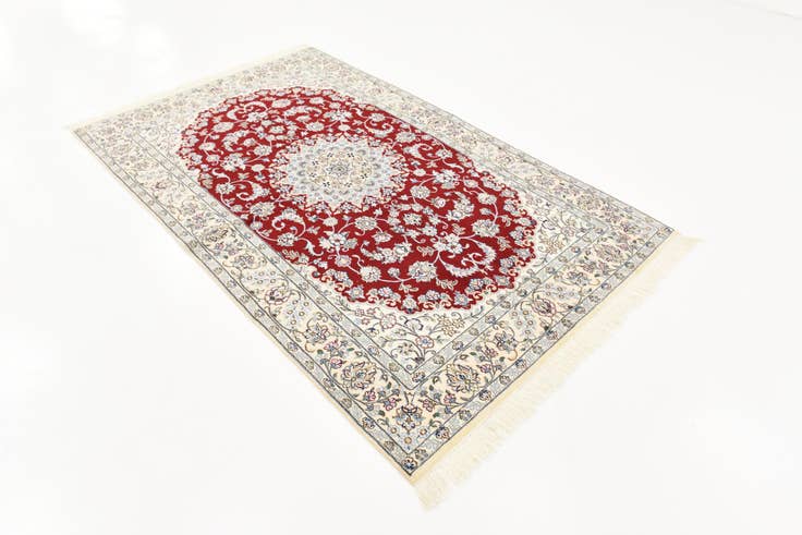 Detail image of 4' 10 x 8' Hand Knotted Nain Persian Rug