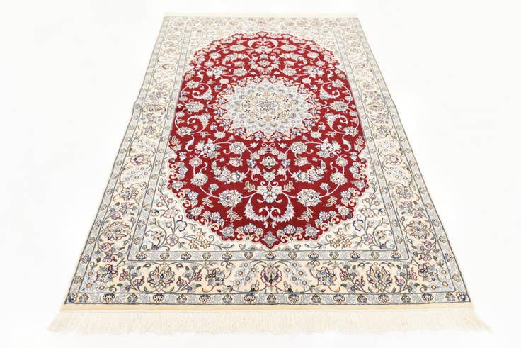 Detail image of 4' 10 x 8' Hand Knotted Nain Persian Rug