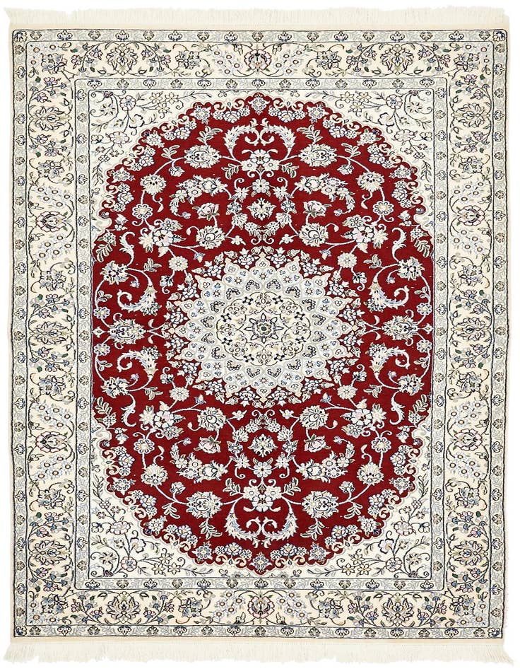 Detail image of 4' 10 x 8' Hand Knotted Nain Persian Rug