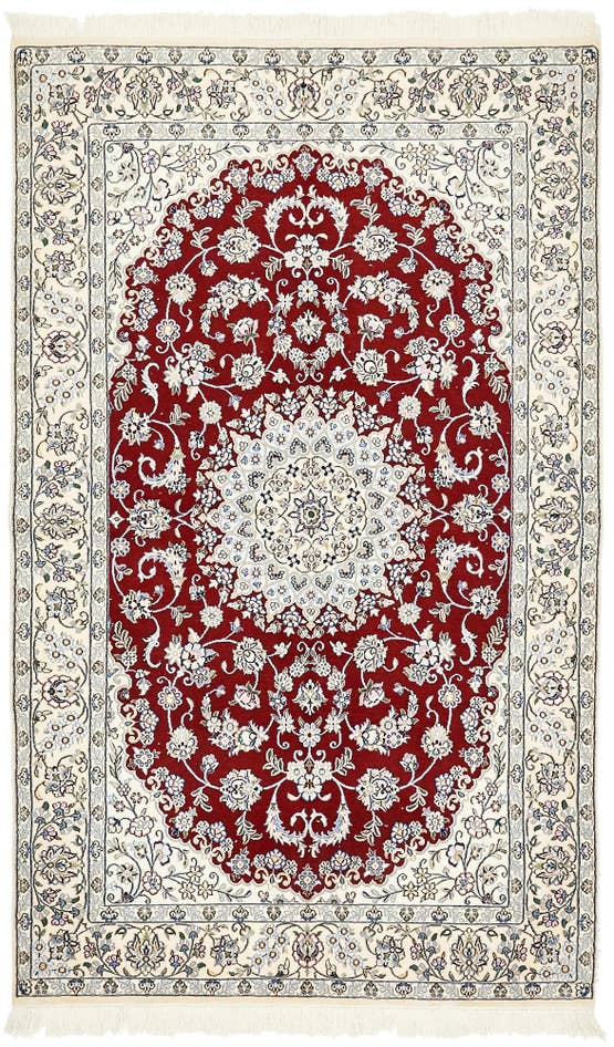 Detail image of 4' 10 x 8' Hand Knotted Nain Persian Rug