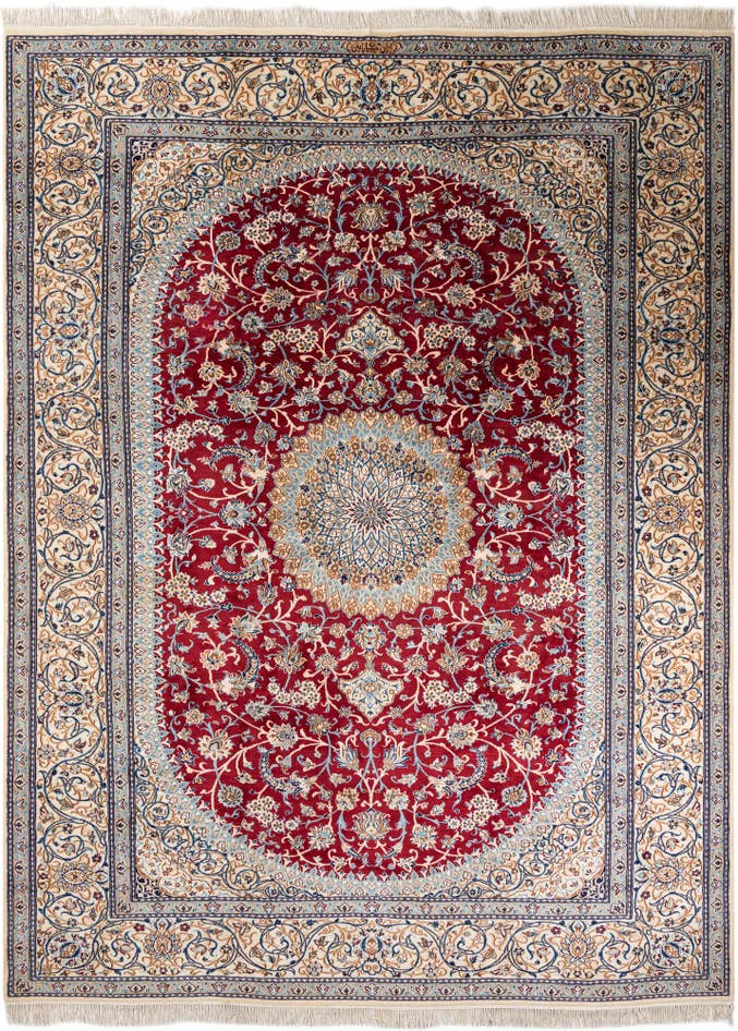 Detail image of 9' 7 x 13' Hand Knotted Nain Persian Rug