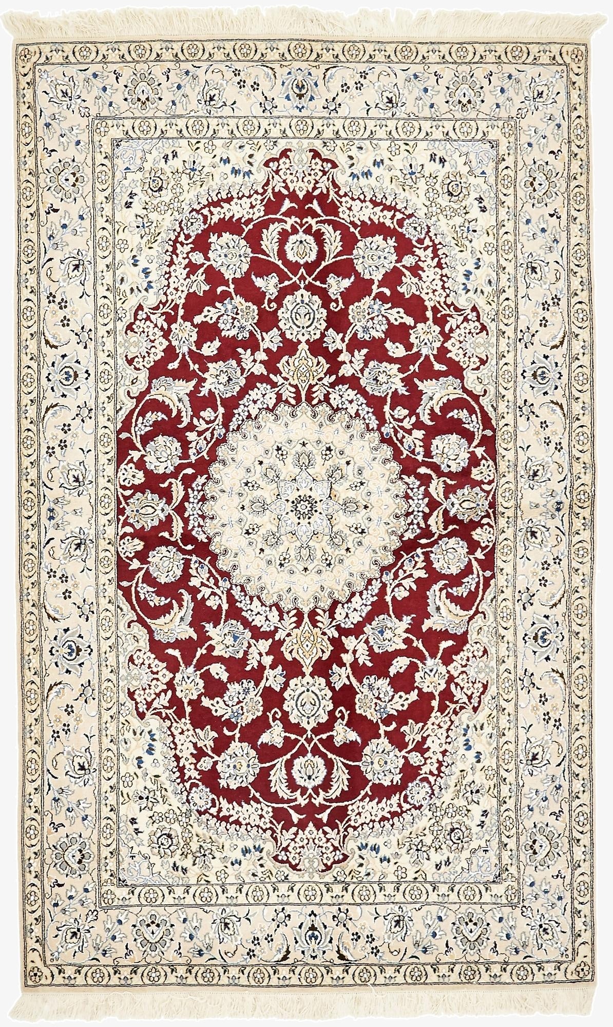 4' 10 x 8'  Hand Knotted Nain Persian Rug