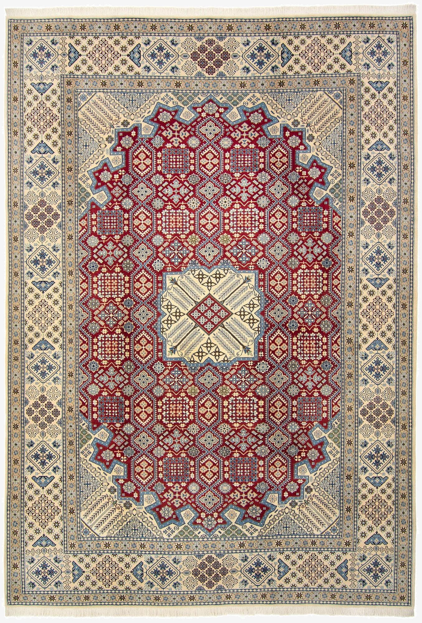 8' x 11' 4  Hand Knotted Nain Persian Rug