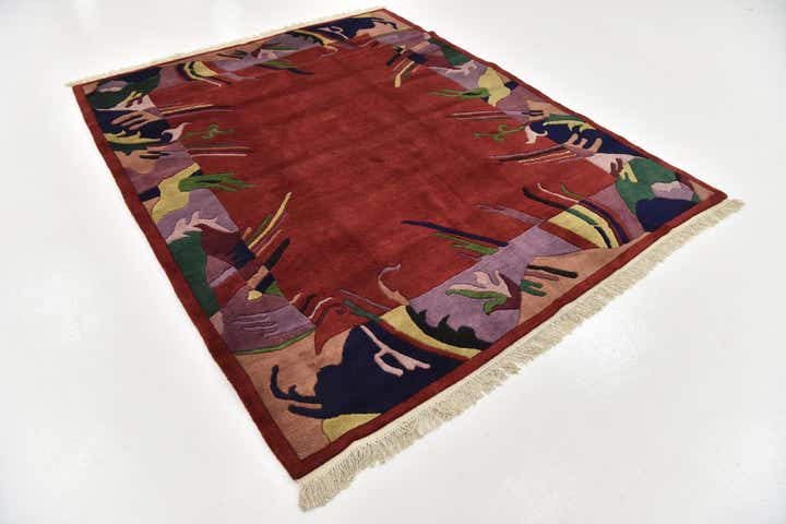 6' 8 x 8' 3 Hand Knotted Nepal Wool Rug