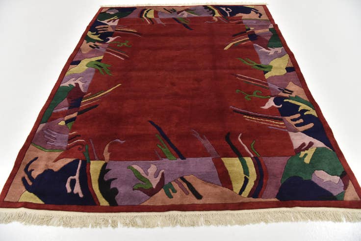 Detail image of 6' 8 x 8' 3 Hand Knotted Nepal Wool Rug
