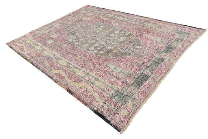 8' x 10' 3 Hand Knotted Oushak Wool Rug