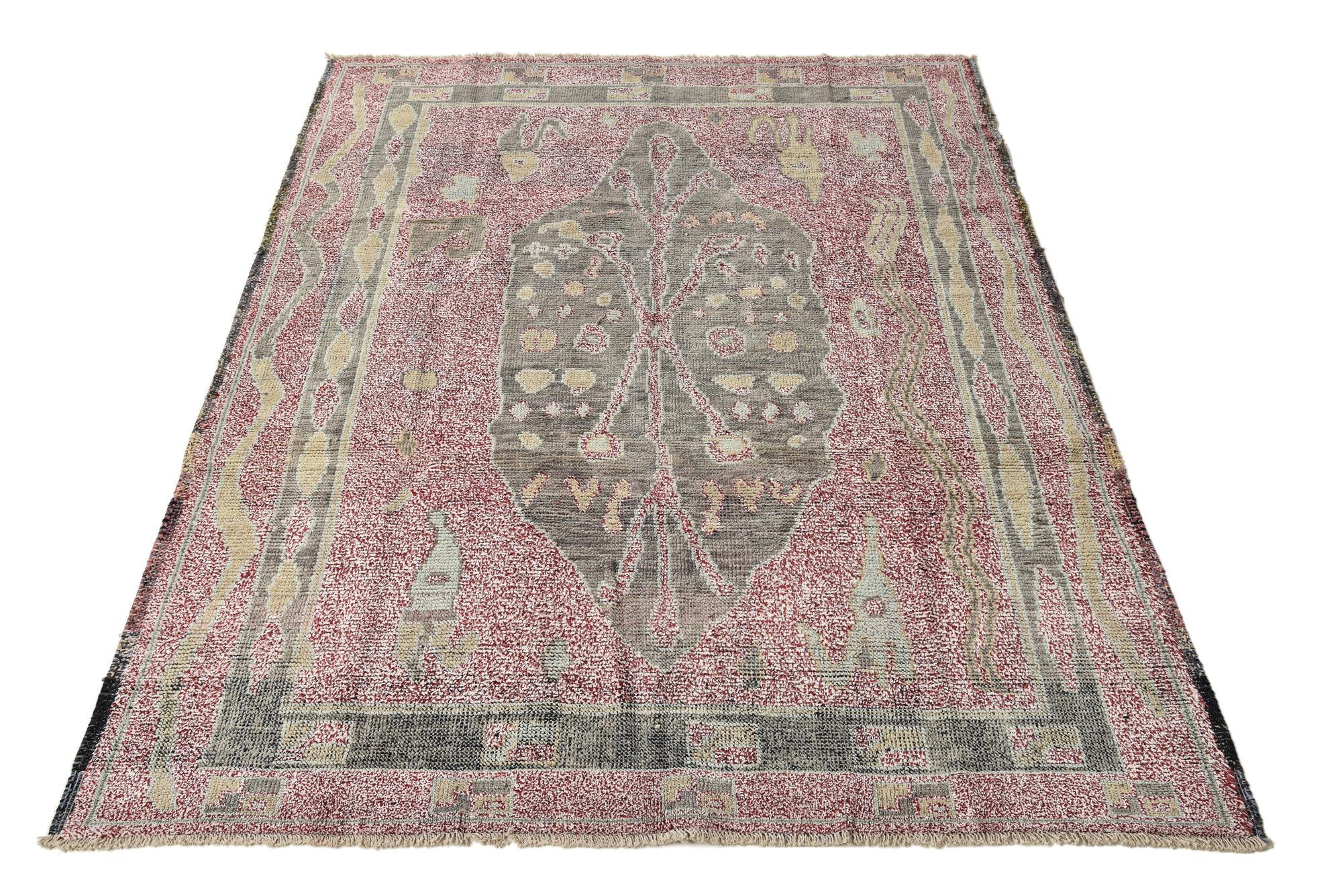 8' x 10' 3 Hand Knotted Oushak Wool Rug