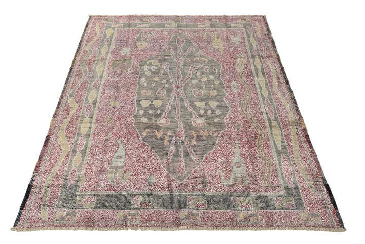 8' x 10' 3 Hand Knotted Oushak Wool Rug