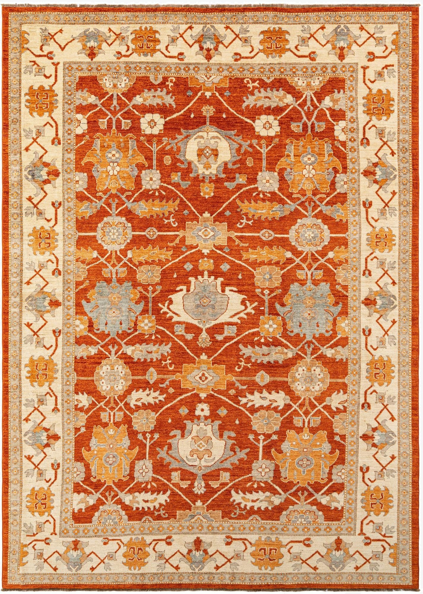 8' 1 x 11' 2  Hand Knotted Oushak Rug