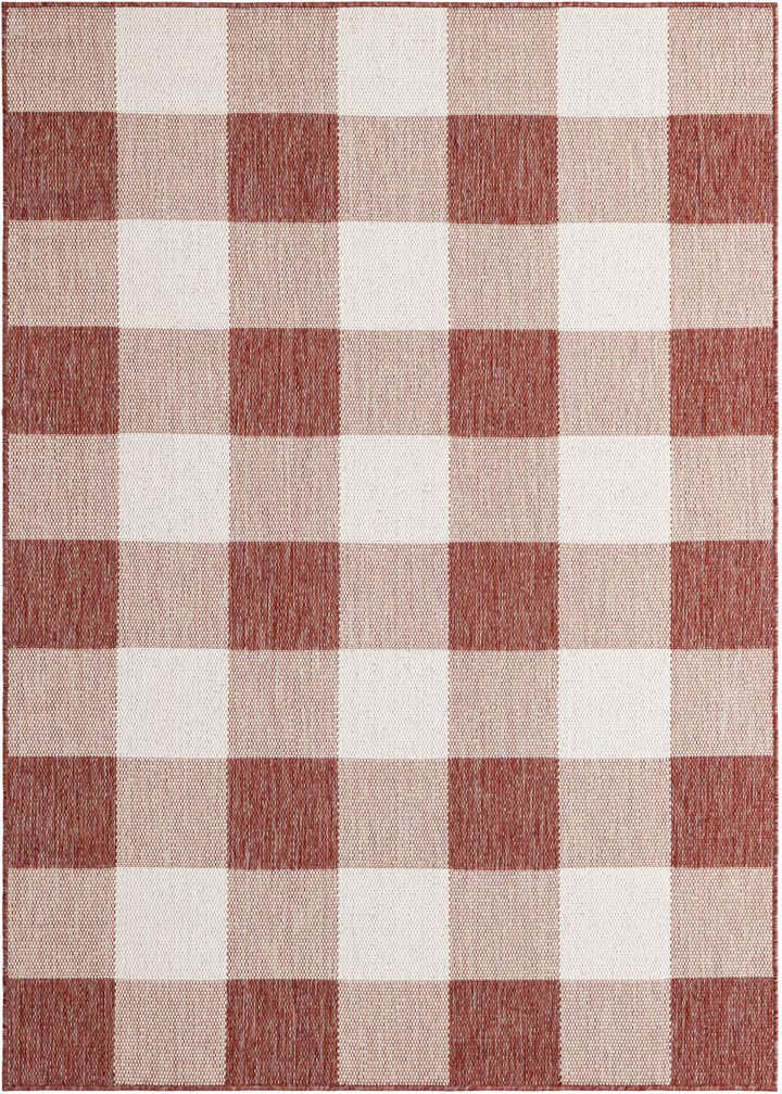 5' 3 x 7' Easy-Clean Checkered Indoor / Outdoor Rug