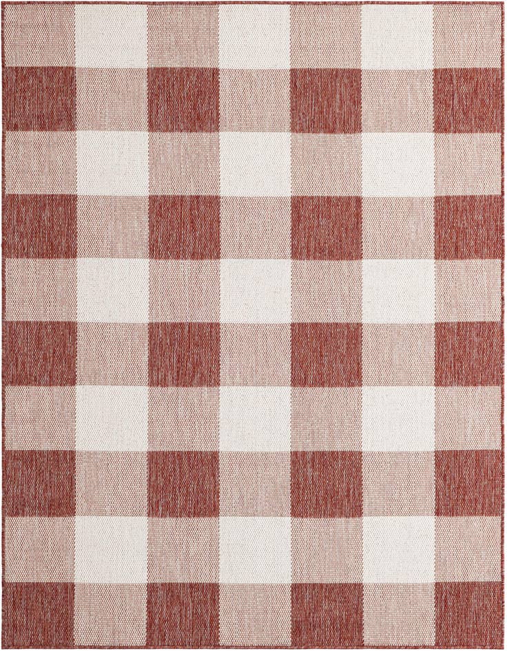 Detail image of 5' 3 x 7' Easy-Clean Checkered Indoor / Outdoor Rug