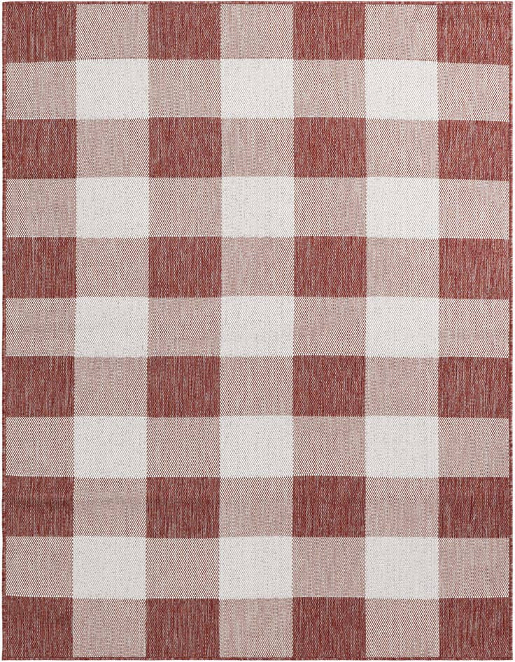 Detail image of 5' 3 x 8' Easy-Clean Checkered Indoor / Outdoor Rug