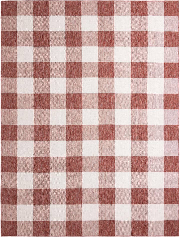 Detail image of 9' x 12' Easy-Clean Checkered Indoor / Outdoor Rug