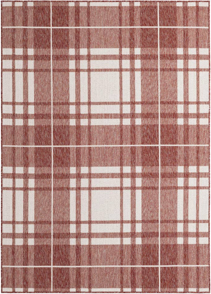 Detail image of 5' 3 x 7' Easy-Clean Checkered Indoor / Outdoor Rug