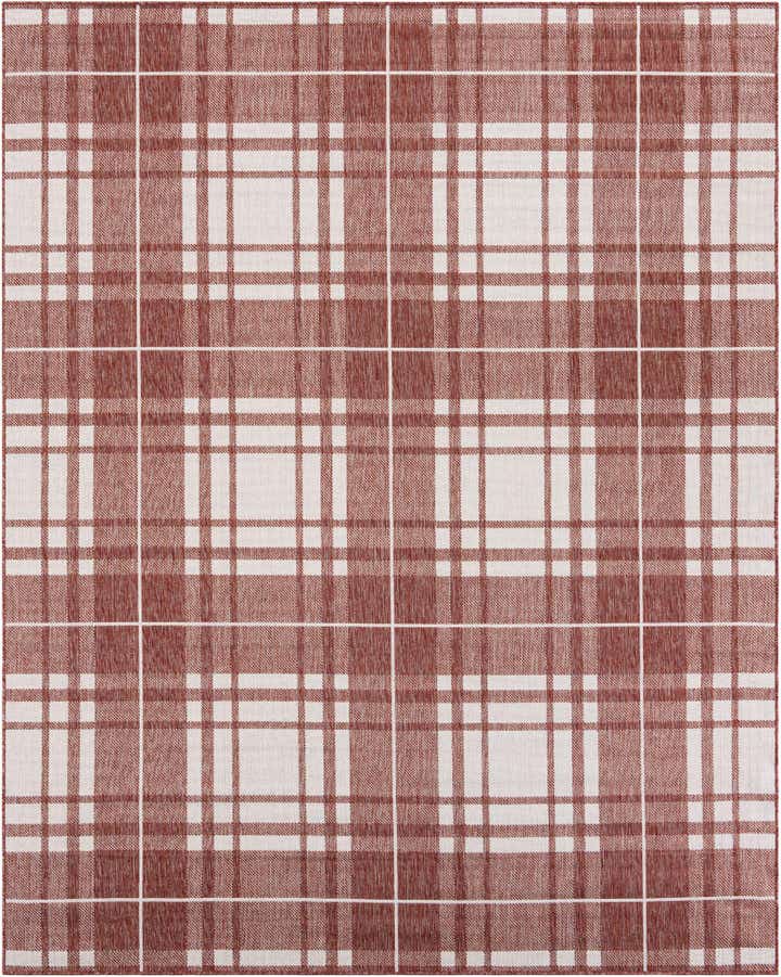 7' 10 x 10' Easy-Clean Checkered Indoor / Outdoor Rug