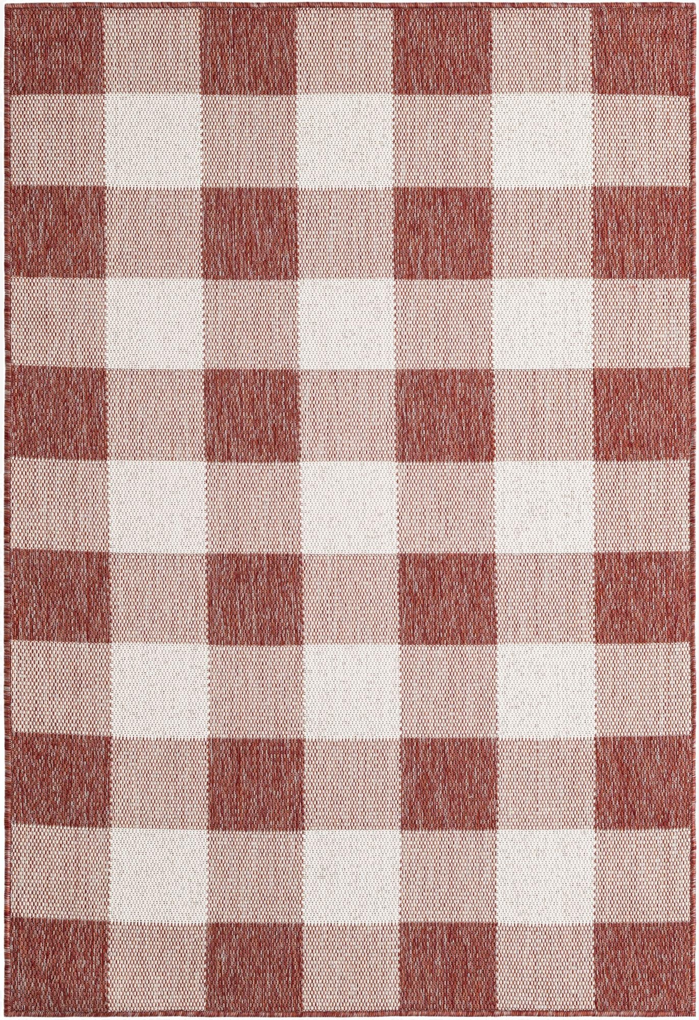 Primary image 4' x 6'  Washable Checkered Indoor / Outdoor Rug
