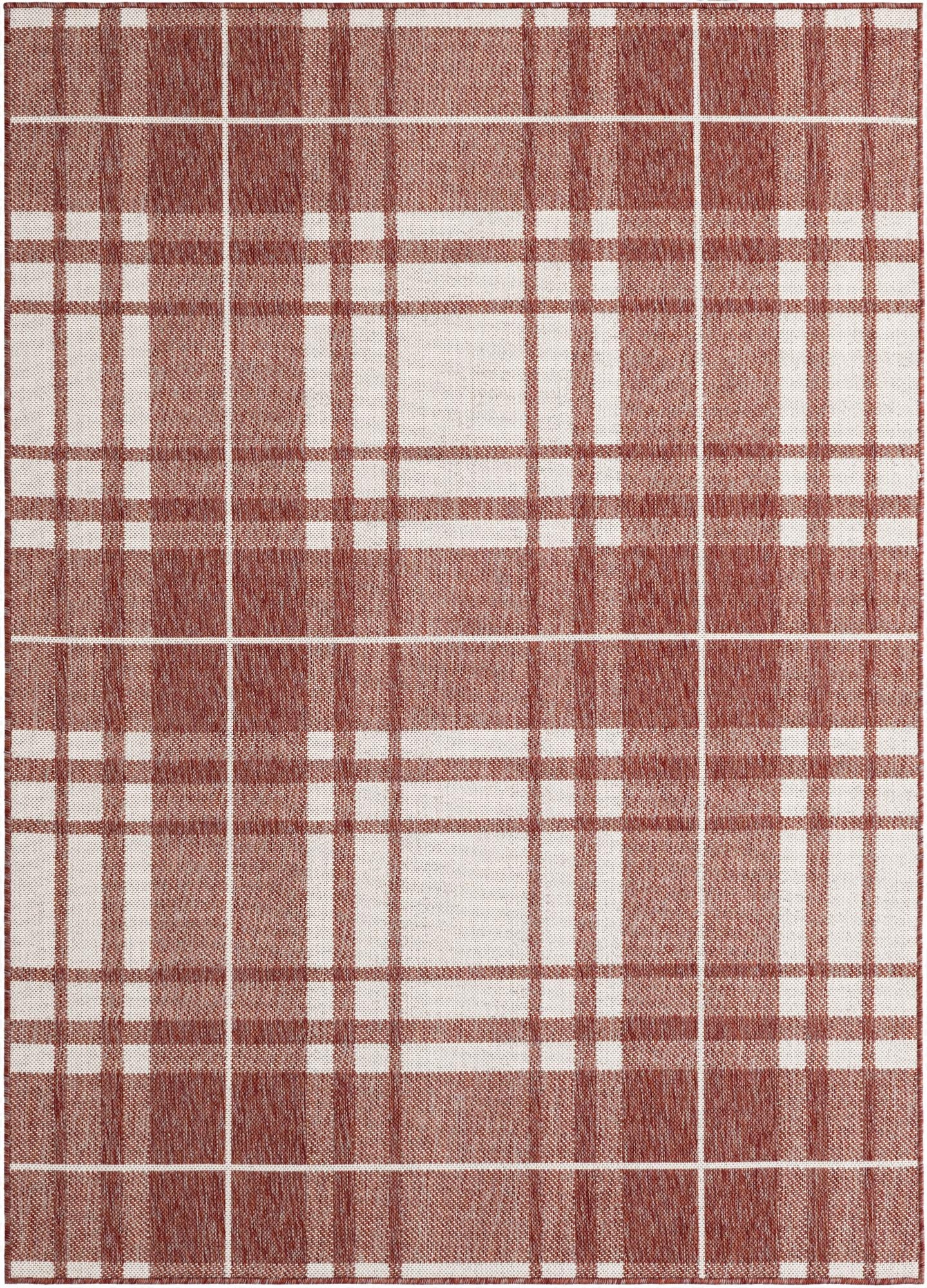 5' 3 x 7'  Washable Checkered Indoor / Outdoor Rug