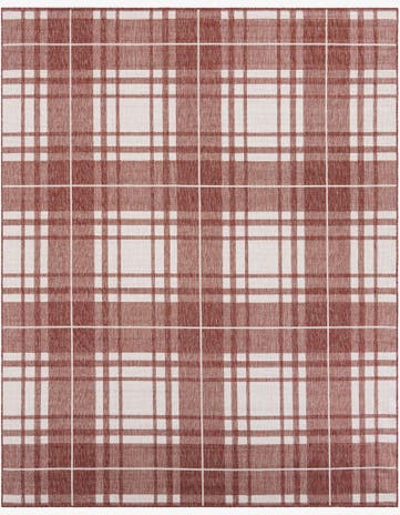 Red Easy-Clean Checkered Indoor / Outdoor Rug