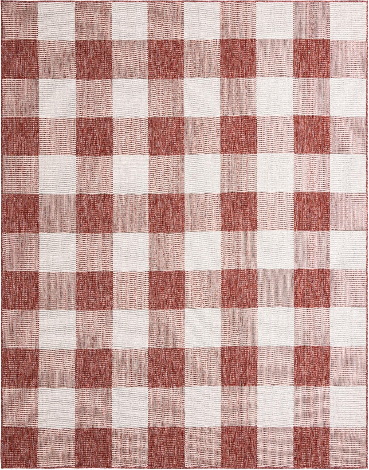 7' 10 x 10'  Washable Checkered Indoor / Outdoor Rug