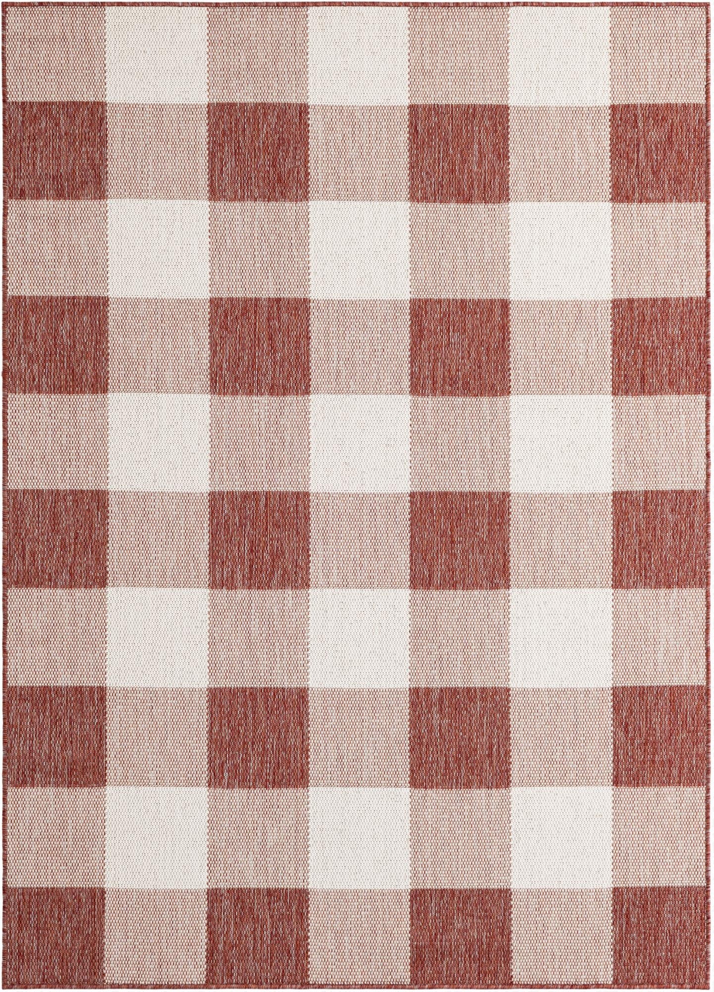 5' 3 x 7'  Washable Checkered Indoor / Outdoor Rug