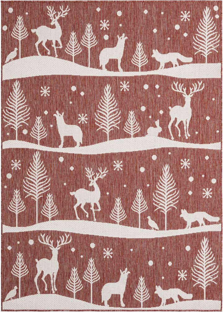 5' 3 x 7' Easy-Clean Holiday Indoor / Outdoor Rug
