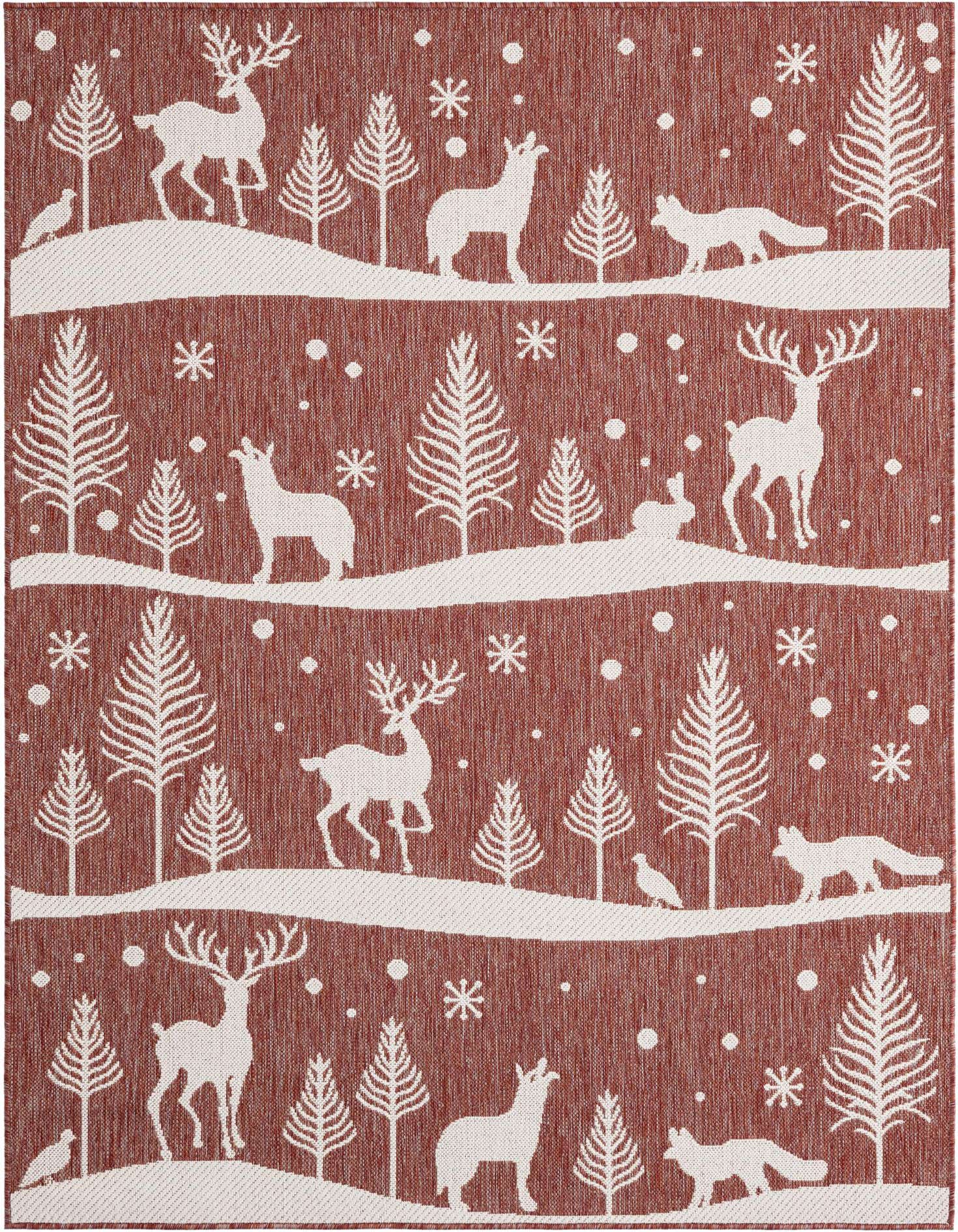 5' 3 x 7' Easy-Clean Holiday Indoor / Outdoor Rug