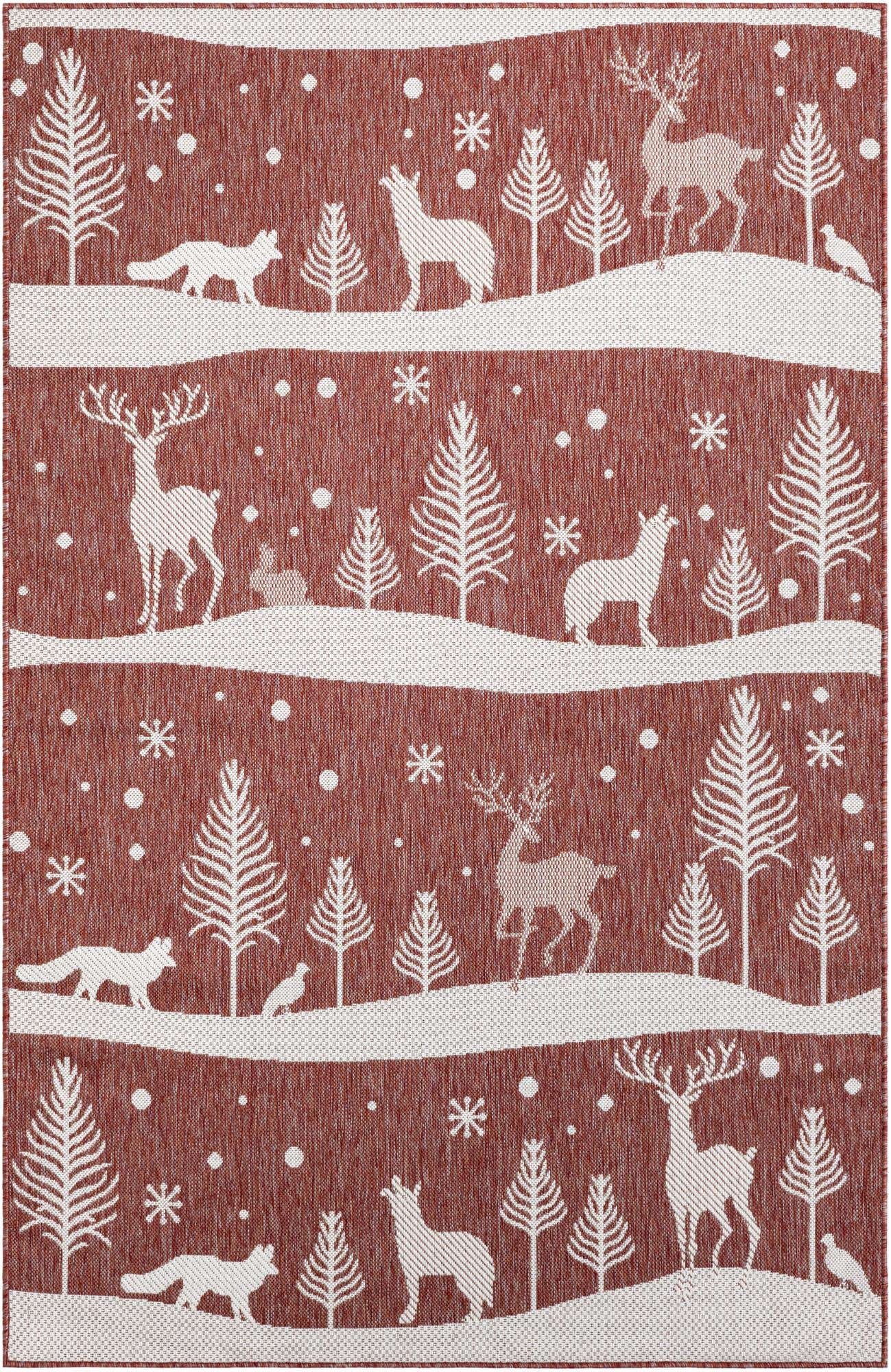 5' 3 x 8' Easy-Clean Holiday Indoor / Outdoor Rug