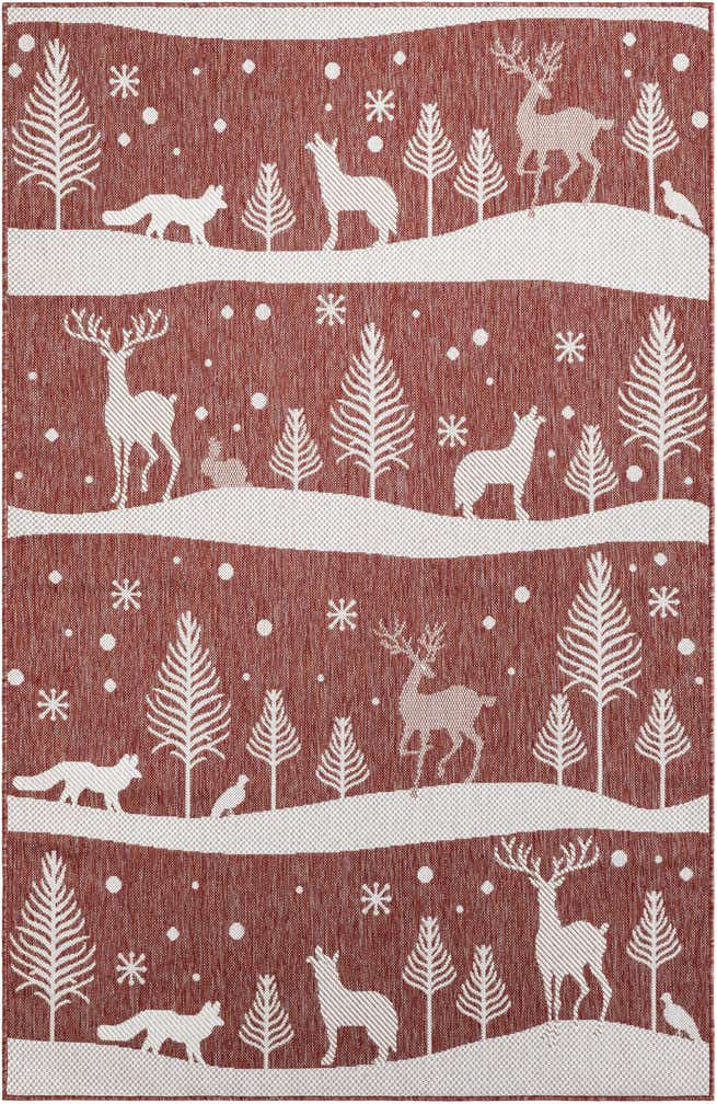 5' 3 x 8' Easy-Clean Holiday Indoor / Outdoor Rug
