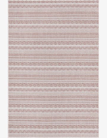 Red Easy-Clean Striped Indoor / Outdoor Rug