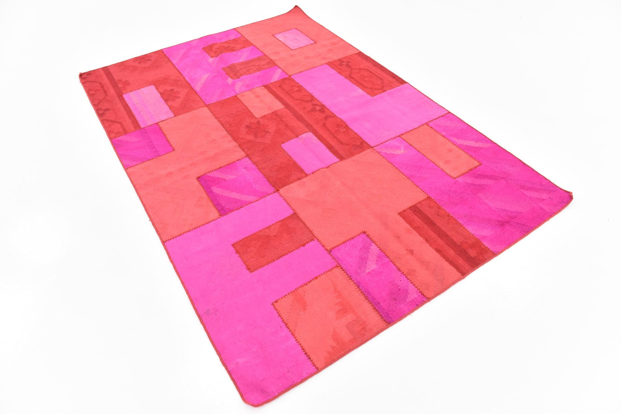4' 6 x 6' 7 Hand Woven Patchwork Wool Rug