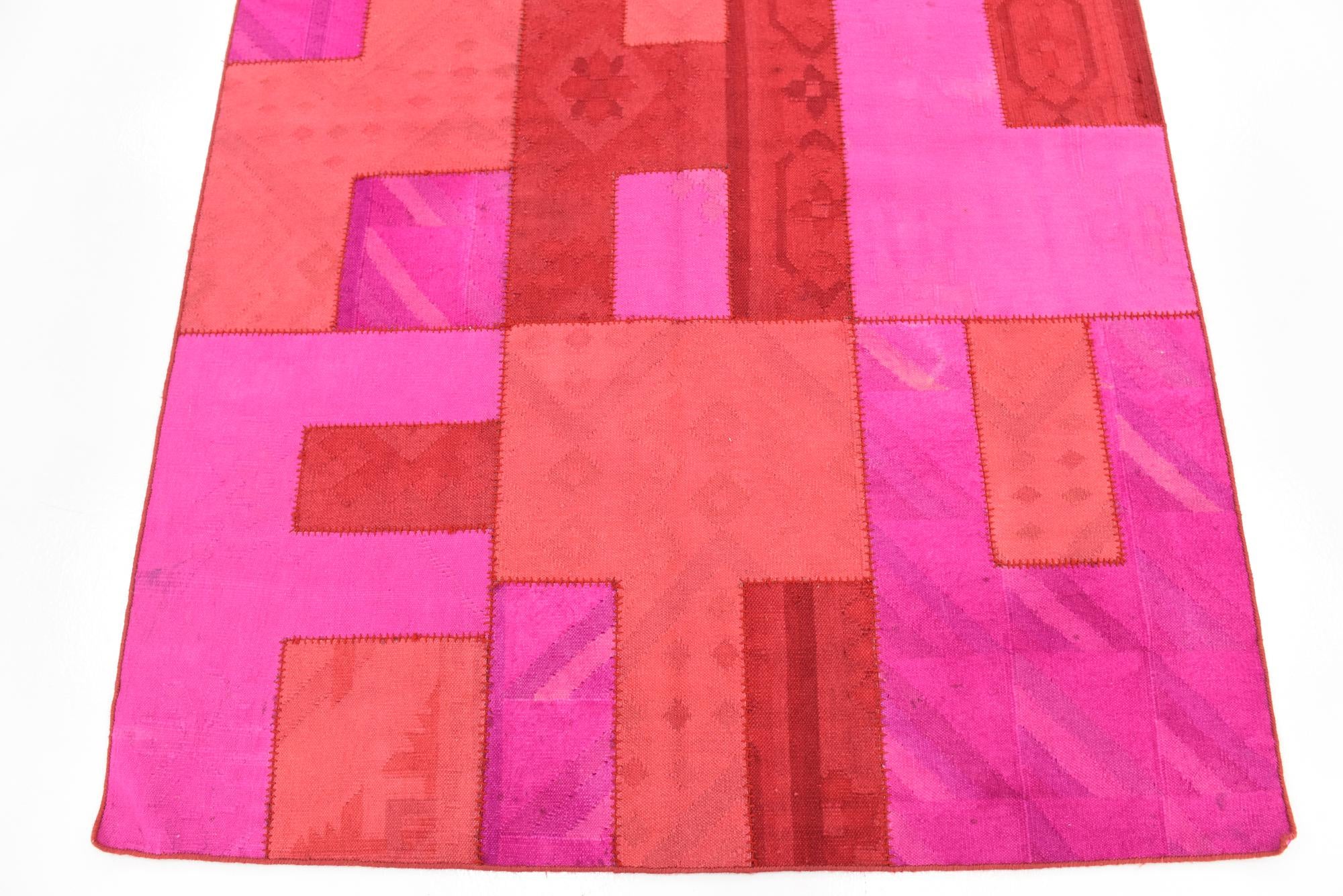 4' 6 x 6' 7 Hand Woven Patchwork Wool Rug
