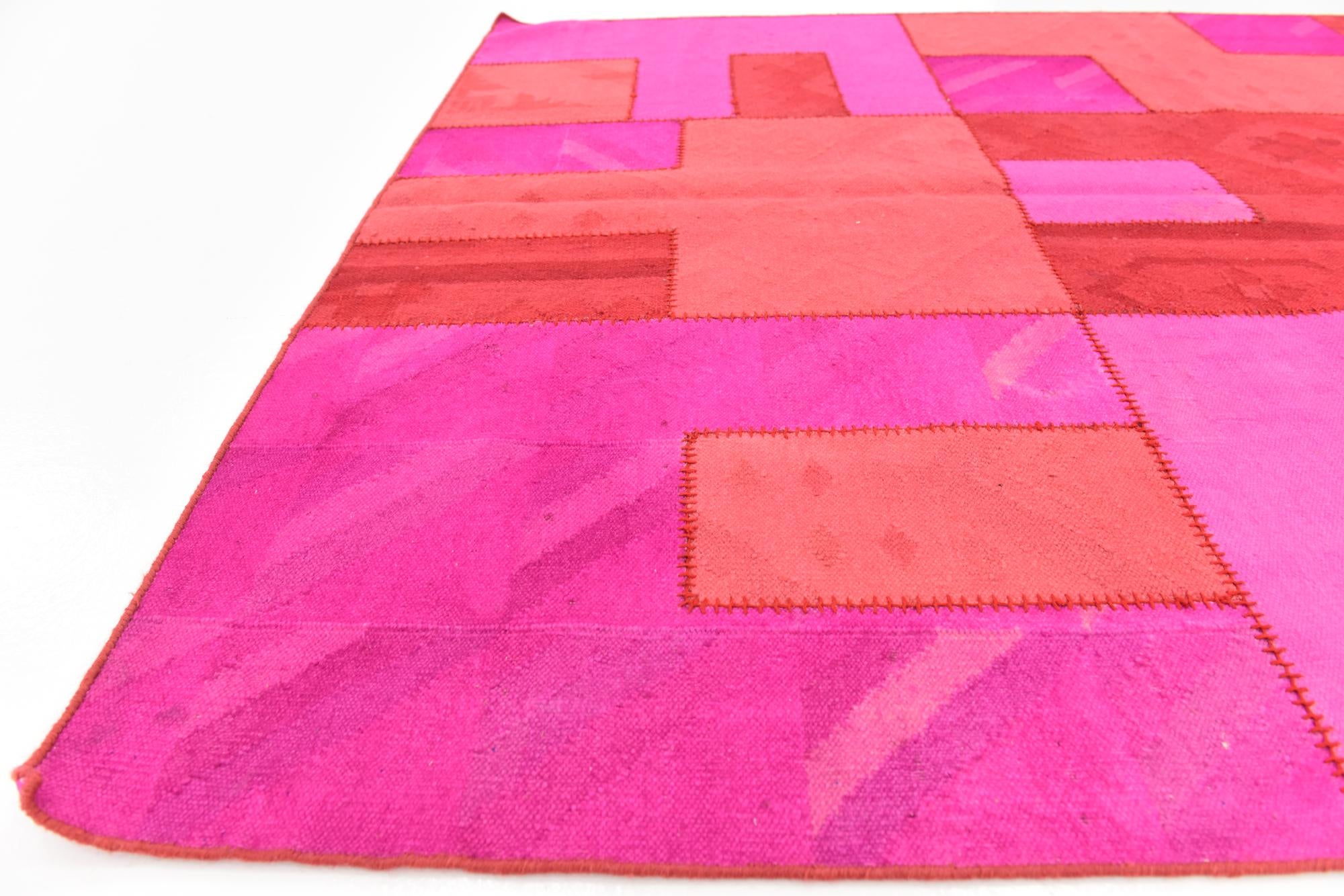 4' 6 x 6' 7 Hand Woven Patchwork Wool Rug