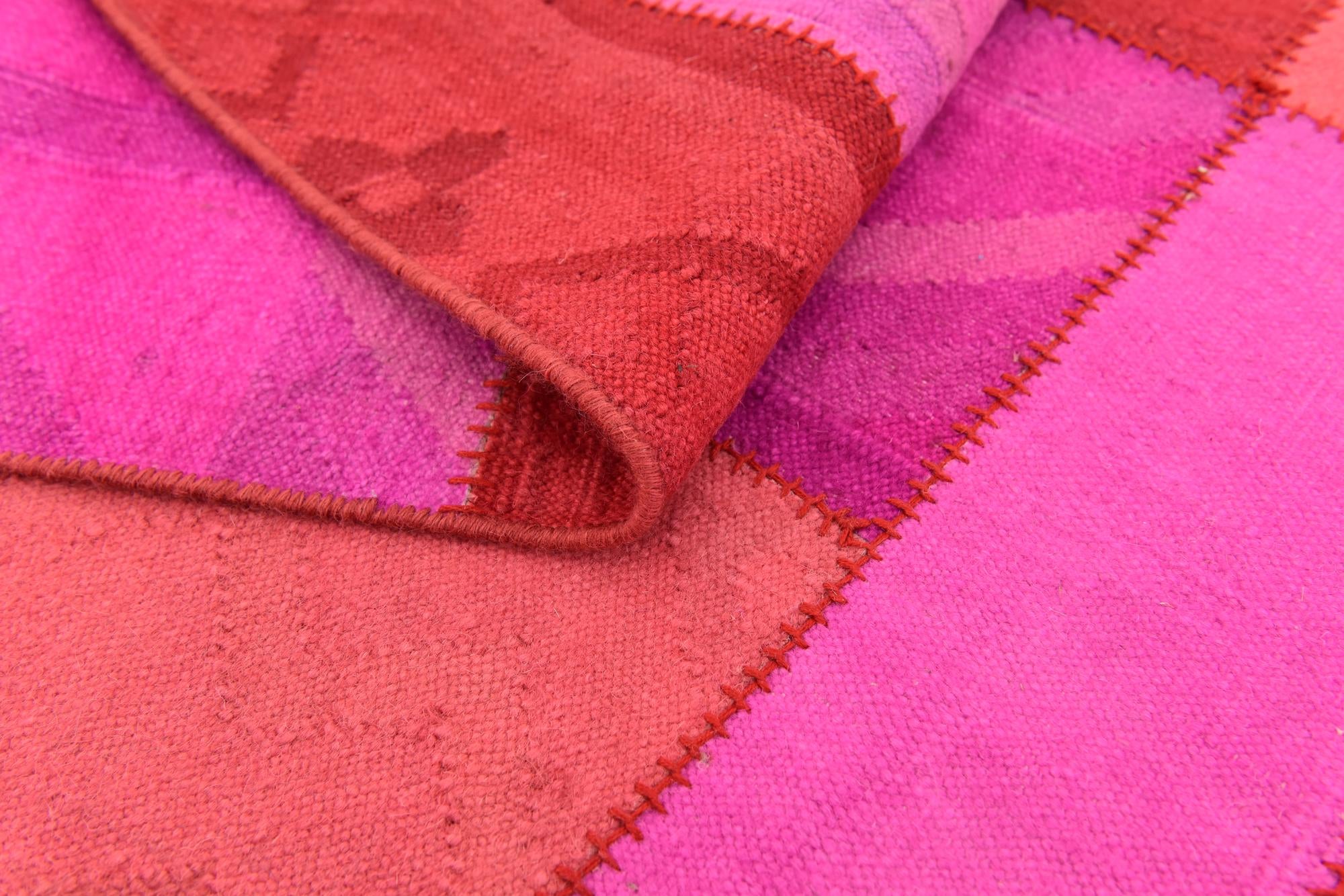 4' 6 x 6' 7 Hand Woven Patchwork Wool Rug