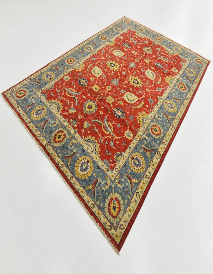 Detail image of 6' 7 x 9' 10 Hand Knotted Peshawar Ziegler Rug