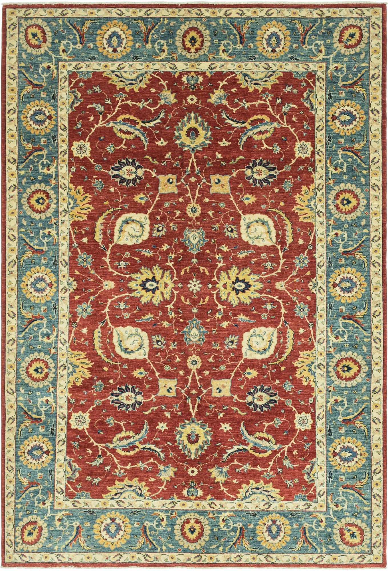 6' 7 x 9' 10 Hand Knotted Peshawar Ziegler Rug
