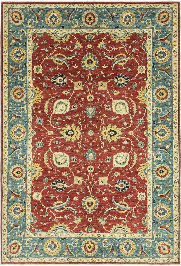 6' 7 x 9' 10 Hand Knotted Peshawar Ziegler Rug
