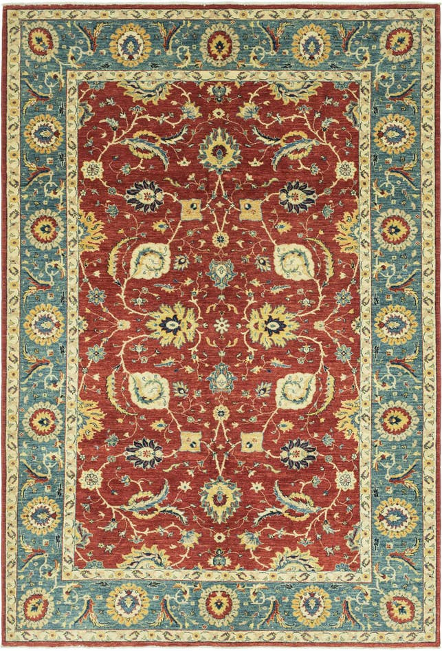 Detail image of 6' 7 x 9' 10 Hand Knotted Peshawar Ziegler Rug