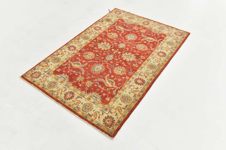 3' 4 x 4' 10 Hand Knotted Peshawar Ziegler Rug
