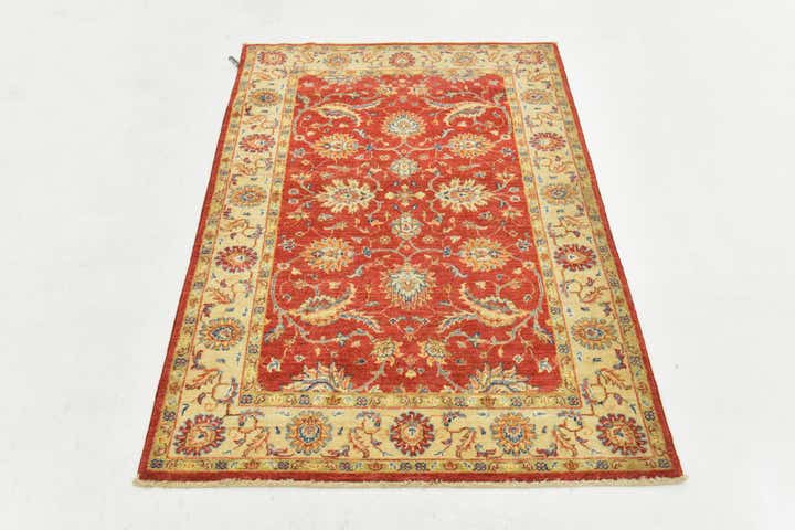 3' 4 x 4' 10 Hand Knotted Peshawar Ziegler Rug