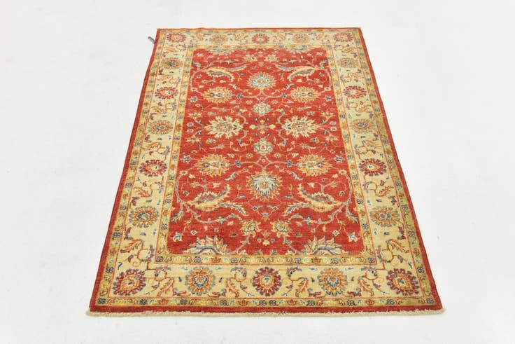 Detail image of 3' 4 x 4' 10 Hand Knotted Peshawar Ziegler Rug