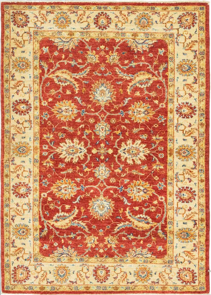 3' 4 x 4' 10 Hand Knotted Peshawar Ziegler Rug