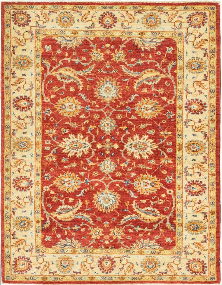 Detail image of 3' 4 x 4' 10 Hand Knotted Peshawar Ziegler Rug