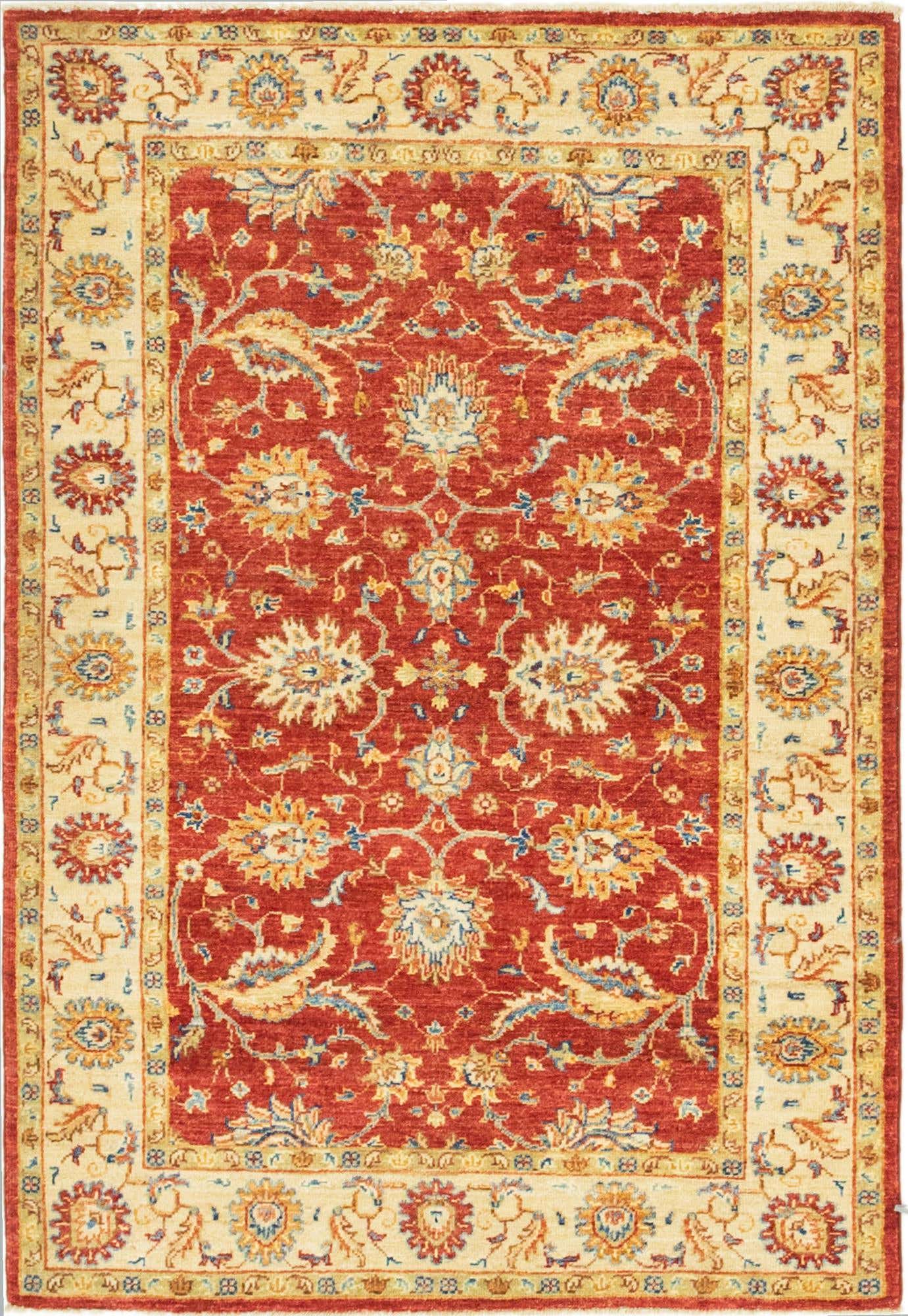 3' 4 x 4' 10 Hand Knotted Peshawar Ziegler Rug
