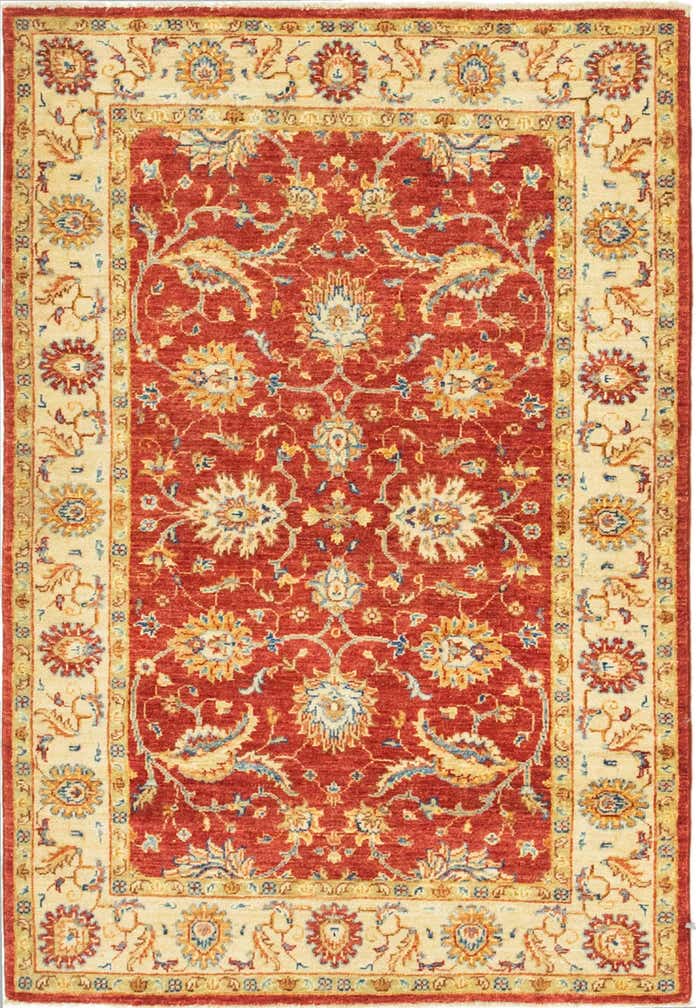 3' 4 x 4' 10 Hand Knotted Peshawar Ziegler Rug