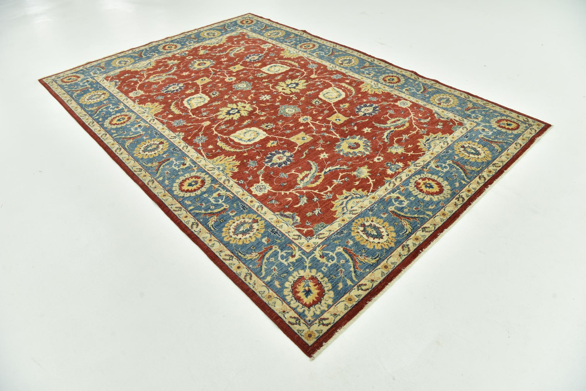 6' 9 x 9' 9 Hand Knotted Peshawar Ziegler Rug