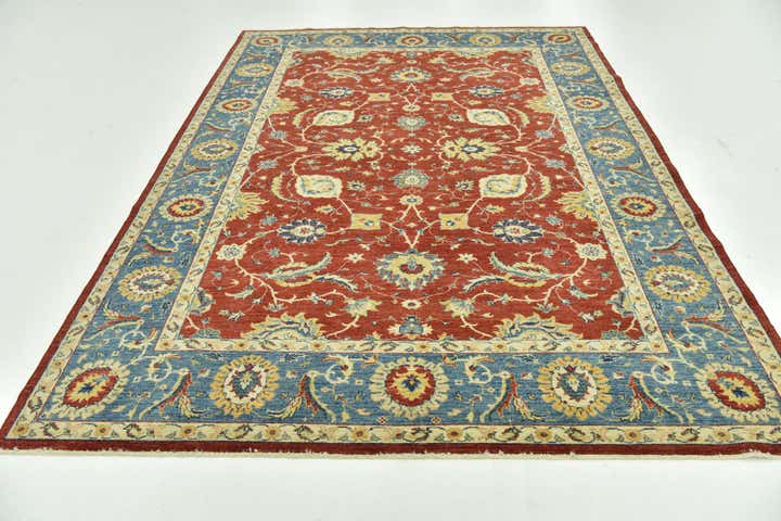 6' 9 x 9' 9 Hand Knotted Peshawar Ziegler Rug