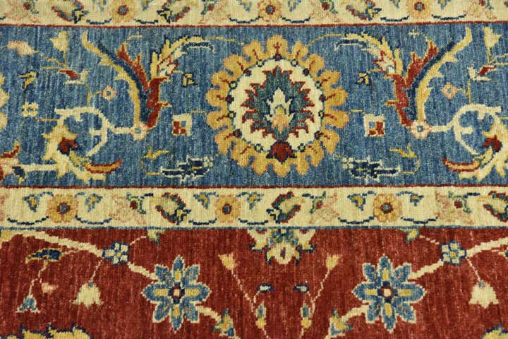 6' 9 x 9' 9 Hand Knotted Peshawar Ziegler Rug