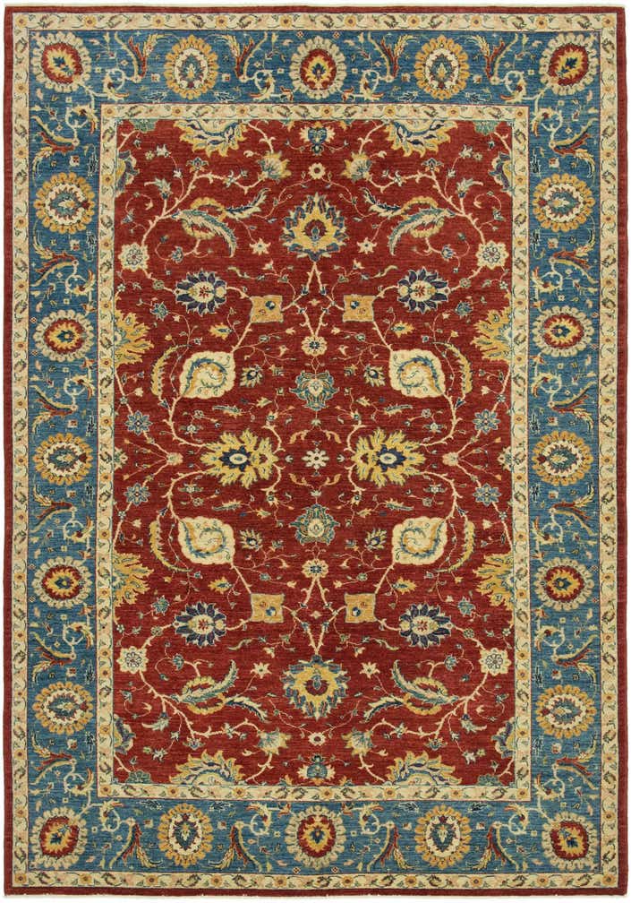 6' 9 x 9' 9 Hand Knotted Peshawar Ziegler Rug