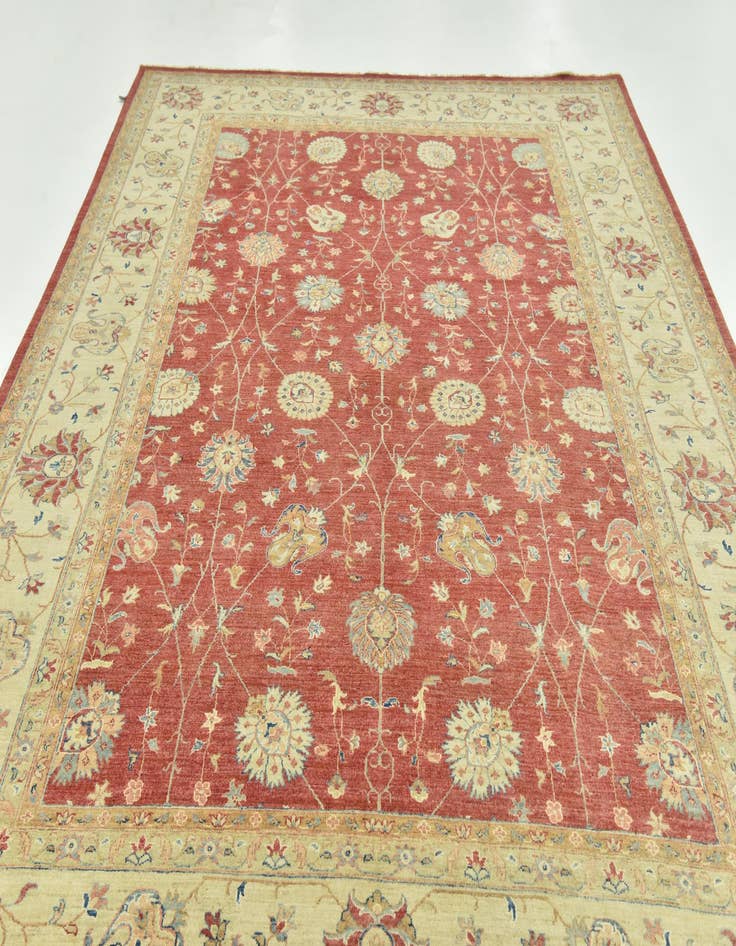 Detail image of 8' 10 x 12' Hand Knotted Peshawar Ziegler Rug